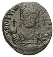 20 Nummi - Justinian I Carthage; PΛ, Bust Facing obverse image