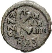 20 Nummi - Justinian I Ravenna; RAB, Byzantine states, 560-561 reverse image