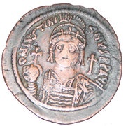 40 Nummi - Justinian I Cyzicus; bust facing, dated reverse obverse image
