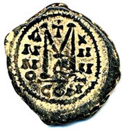 40 Nummi - Mauricius Tiberius Constantinopolis, Byzantine states, 595-596 reverse image