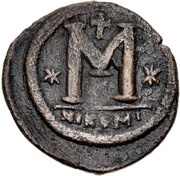 40 Nummi - Anastasius I Dicorus Nicomedia; Type ✶M✶, Star, Large Module, Byzantine states, 498-518 reverse image