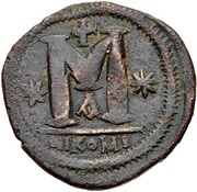 40 Nummi - Anastasius I Dicorus Nicomedia; Type ✶M✶, Officina Letter, Large Module, Byzantine states, 498-518 reverse image
