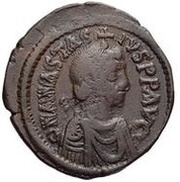 40 Nummi - Anastasius I Dicorus Antioch; Type ♰M☾ obverse image