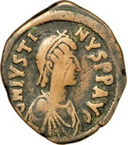 40 Nummi - Justin I Constantinopolis; Type ✶M✶ obverse image