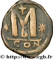 40 Nummi - Justin I Constantinopolis; Type ✶M✶, Byzantine states, 518-527 reverse image