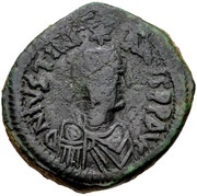 40 Nummi - Justinian I Constantinopolis; Type ♰M♰ obverse image