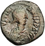 40 Nummi - Justinian I Constantinopolis; Type ☧M☧ obverse image