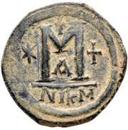 40 Nummi - Justinian I Nicomedia; Type ✶M♰, Byzantine states, 527-538 reverse image