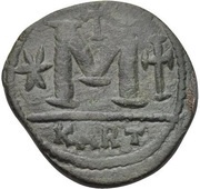 40 Nummi - Justinian I Carthage; Bust Right, Byzantine states, 527-565 reverse image