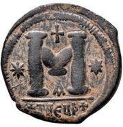 40 Nummi - Justinian I Antioch; ☩THЄЧPº☩, Bust Right, Byzantine states, 529-538 reverse image