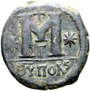 40 Nummi - Justinian I Antioch; ΘYΠOΛS, Bust Right, Byzantine states, 529-538 reverse image