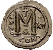 40 Nummi - Justinian I Constantinopolis; bust facing, Byzantine states, 538-564 reverse image