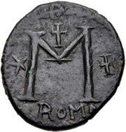 40 Nummi - Justinian I Rome; ✶M☩, Byzantine states, 539-565 reverse image