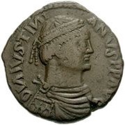 40 Nummi - Justinian I Rome; ✶M✶ A obverse image