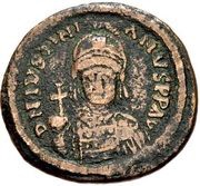 40 Nummi - Justinian I Rome; Bust Facing, ✶ obverse image