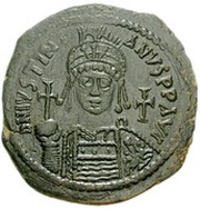 40 Nummi - Justinian I Antioch; CHЄЧPO; Bust Facing obverse image