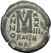 40 Nummi - Justinian I Ravenna, Byzantine states, 560-564 reverse image