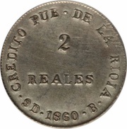 2 Reales, Argentina, 1860 reverse image