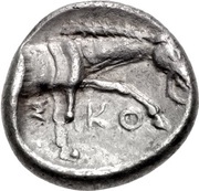Trihemiobol, Greece (ancient), 350 BC - 300 BC reverse image