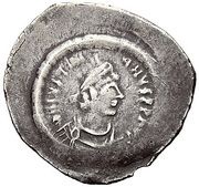 Siliqua - Justinian I GLORIA ROMANORVM; Constantinopolis; Head Right obverse image