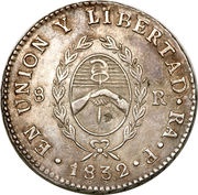 8 Reales Provincias del Rio de la Plata, Argentina, 1826-1837 reverse image