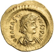 Tremissis - Anastasius I Dicorus VICTORIA AVGVSTORVM; Constantinopolis obverse image