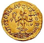 Tremissis - Justinian I VICTORIA AVGVSTORVM; Carthagena reverse image