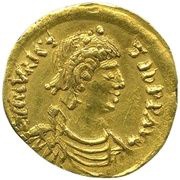 Tremissis - Mauricius Tiberius VICTORIA AVSTRVM; Rome obverse image