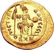 Light Solidus - Justin II Constantinopolis, Byzantine states, 565-578 reverse image