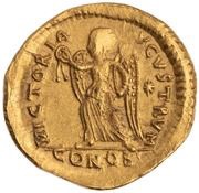 Aureus - Anastasius I Dicorus VICTORIA AVGVSTORVM; Constantinopolis, Byzantine states, 491-498 reverse image