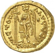 Solidus - Anastasius I Dicorus VICTORIA AVGGG; Constantinopolis, Byzantine states, 491-518 reverse image