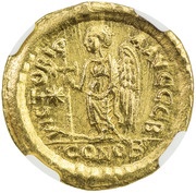 Solidus - Anastasius I Dicorus VICTORIA AVGGG; Constantinopolis; Type ⳨ inverted, Byzantine states, 491-518 reverse image