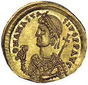 Solidus - Anastasius I Dicorus SECVRITAS REIPVBLICAE; Constantinopolis obverse image