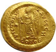 Solidus - Justin I VICTORIA AVGGG; Constantinopolis, Byzantine states, 518-527 reverse image