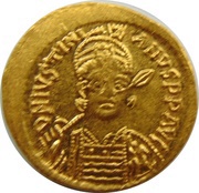 Solidus - Justinian I VICTORIA AVGGG; Constantinopolis obverse image