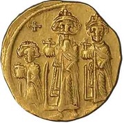 Solidus - Heraclius, Heraclius Constantine and Heraclonas VICTORIA AVGU; Constantinopolis obverse image
