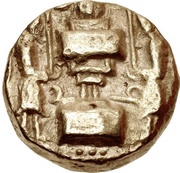 Dinar - Unknown hunnic chieftain Sassanian style, Peroz I imitation, Sind mint reverse image