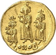Solidus - Constans II, Constantine IV, Tiberius and Heraclius Constantinopolis, Byzantine states, 663-668 reverse image