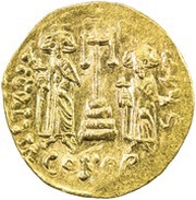 Solidus - Constantine IV, Tiberius and Heraclius, Byzantine states, 668-685 reverse image