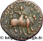 Æ Tetradrachm - Vima Kadphises Bi-lingual, India (ancient), 100-127 reverse image