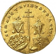 Solidus - Constantine VII, Romanos I and Christopher Constantinopolis, Byzantine states, 921-931 reverse image