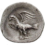 1 Obol Without legend; open wings; facing left reverse image
