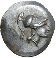 1 Obol Without legend; open wings; facing right obverse image