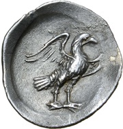 1 Obol Without legend; open wings; facing right reverse image