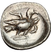 1 Obol Without legend; closed wings reverse image