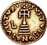 Solidus - Liutprand in the name of Justinian II, Lombard Kingdom, 751-758 reverse image