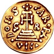 Solidus - Grimoald III and king Charlemagne reverse image