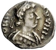 ¼ Siliqua In the name of Justinian I; With stars; curly hair obverse image