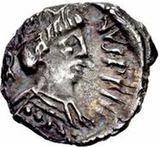 ¼ Siliqua In the name of Justin II; Open staurogram with dot above obverse image