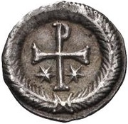 ¼ Siliqua In the name of Justin II; Closed staurogram without dot below reverse image